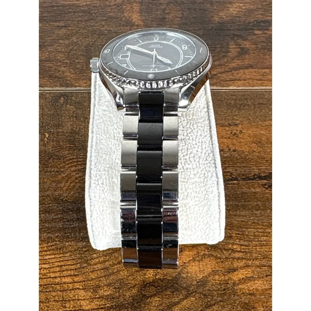 Lucien Piccard Men's Ceramic Stainless Steel Swiss Movement Watch 26584BK Black‎